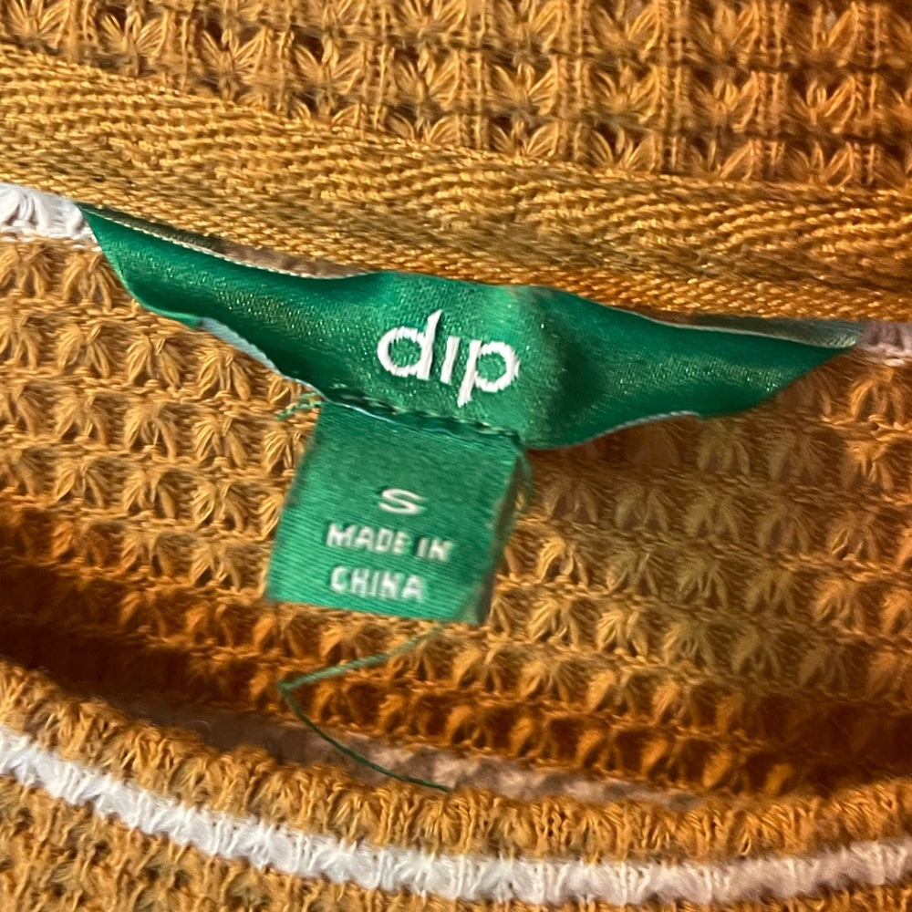 Dip size S Oversized Waffle Top in Ochre with White Stripes - Picture 2 of 4